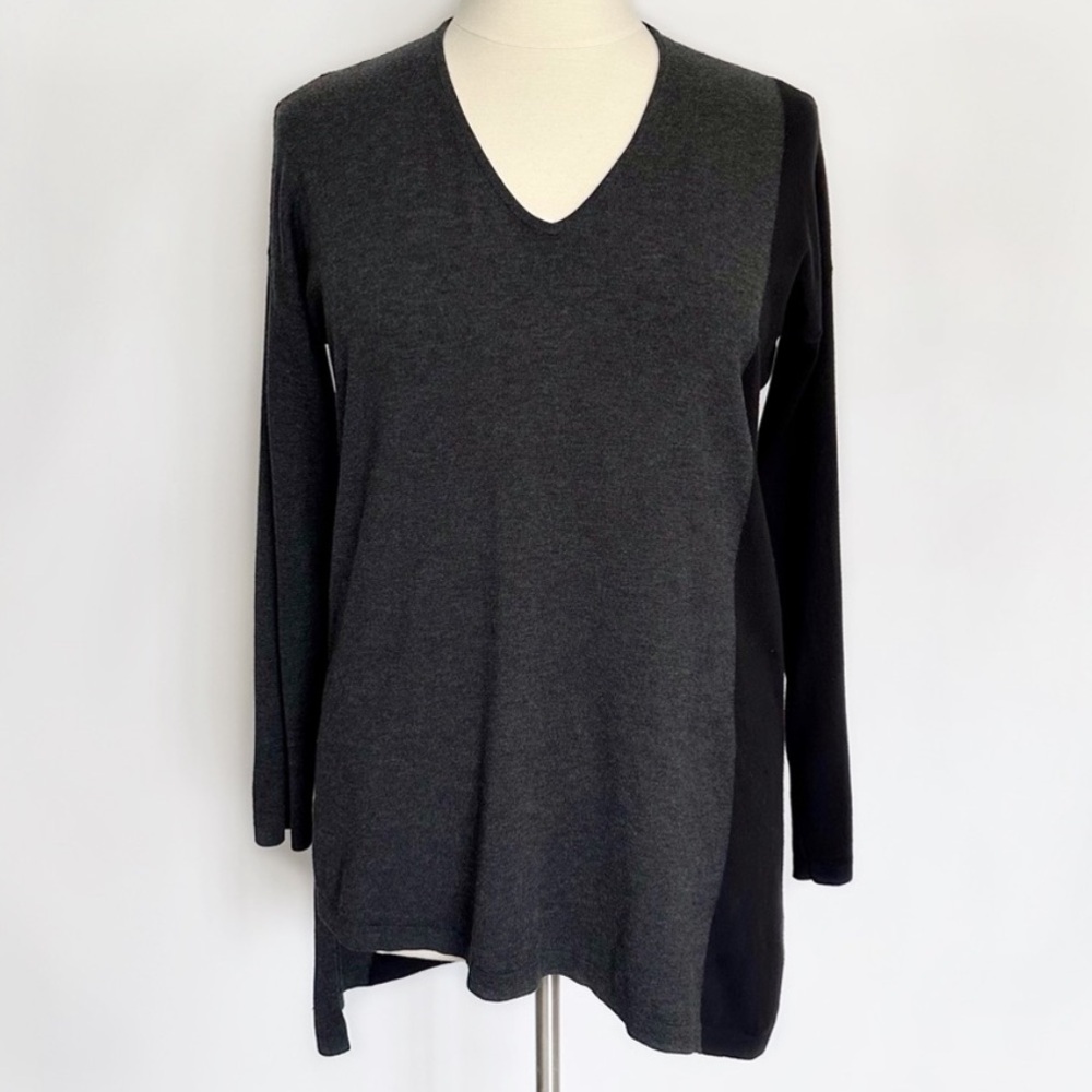 Eileen Fisher Asymmetrical V Neck Oversized Tunic Sweater